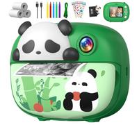 Uffylle Panda - Cámara de impresión instantánea para niños con tarjeta de 32 G, cámaras instantáneas de video HD 1080P de 3 a 12 años, juguetes de cámara digital para niños pequeños con bolígrafos de