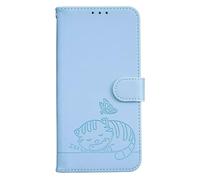 Ufgoszvp Funda de piel para Blackview Shark 9 con diseño de gato en relieve, con tarjetero, funda magnética a prueba de golpes para Blackview Shark 9, azul claro