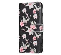 Ufgoszvp Funda de piel para Motorola Moto G35 funda flip, funda para Motorola Moto G35 Book Case PU Cuero Case Funda con tarjetero Soporte y Magnético Funda Bumper Flores Rojas