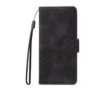 Ufgoszvp Funda de piel para Motorola Moto G35 para Motorola Moto G35 Cuadrícula, Premium PU Cuero Magnético Automático Billetera Funda Flip Teléfono Móvil Funda de Cuero Negro