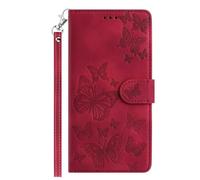 Ufgoszvp Funda de piel para Nokia C22, funda para teléfono móvil, funda tipo libro, con cierre magnético, 8 ranuras para tarjetas, para Nokia C22, mariposa, rojo