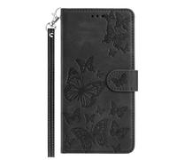 Ufgoszvp Funda de piel para Nokia C22, funda para teléfono móvil, funda tipo libro, con cierre magnético, 8 ranuras para tarjetas, para Nokia C22, mariposa, negro