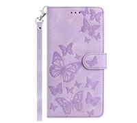 Ufgoszvp Funda de piel para Nokia C22, funda para teléfono móvil, funda tipo libro, con cierre magnético, 8 ranuras para tarjetas, para Nokia C22, mariposa, lila