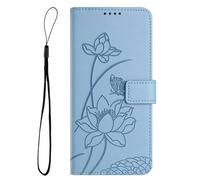 Ufgoszvp Funda de piel para Nokia C22, Lotus Premium Piel PU Flip Case Wallet Funda Móvil Funda Magnética Ranura Dinero Soporte Funda para Nokia C22 Azul