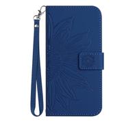 Ufgoszvp Funda de piel tipo cartera para Realme C75 4G con bloqueo RFID, tarjetero de crédito, diseño de girasol en relieve, a prueba de golpes, para Realme C75 4G, color azul oscuro
