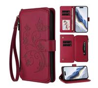 Ufgoszvp Funda para Doogee N55 Plus de piel sintética en relieve, diseño de flores de mariposa a prueba de golpes, cierre magnético, soporte de visualización, funda para portátil con tarjetero, color