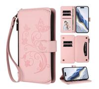 Ufgoszvp Funda para Doogee N55 Plus de piel sintética en relieve, diseño de flores de mariposa a prueba de golpes, cierre magnético, soporte de visualización, funda para portátil, funda para