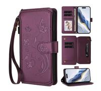 Ufgoszvp Funda para Doogee N55 Plus de piel sintética en relieve, diseño de flores de mariposa a prueba de golpes, cierre magnético, soporte de visualización, funda para portátil con tarjetero, color