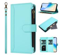 Ufgoszvp Funda para Moto G Stylus 5G 2025, a prueba de golpes, de piel, con cremallera, cierre magnético, función atril, con tarjetero, para Moto G Stylus 5G 2025, color verde menta