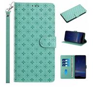 Ufgoszvp Funda para Motorola Moto G06 4G, diseño de trébol en relieve, a prueba de golpes, cierre magnético, función de soporte de visualización, funda para Motorola Moto G06 4G con tarjetero verde
