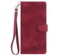 Ufgoszvp Funda para Motorola Moto G15, piel sintética con absorción de golpes, con plumas, ranuras para tarjetas, magnética, a prueba de golpes, para Motorola Moto G15, color rojo