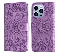 Ufgoszvp Funda para Motorola Moto G35, diseño de girasol, antigolpes, piel sintética, funda para teléfono móvil, funda con ranuras para tarjetas y soporte para Motorola Moto G35, color morado