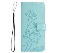 Ufgoszvp Funda para Motorola Moto G67/G77, piel sintética de alta calidad con relieve de loto con tarjetero, función atril, protección a prueba de golpes para Motorola Moto G67/G77, verde