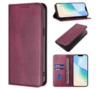 Ufgoszvp Funda para Nokia HMD Fuison, a prueba de golpes, de piel sintética, tipo cartera, funda protectora magnética con ranuras para tarjetas para Nokia HMD Fuison, color rojo vino