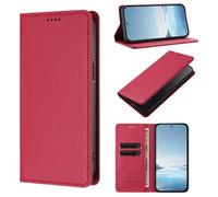 Ufgoszvp Funda para Nokia HMD Fuison Flip Case, Magnética Funda de Cuero Funda para Nokia HMD Fuison Funda Cartera Tarjetero Estuche Funda Móvil Funda para Teléfono Móvil, Rojo
