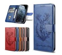 Ufgoszvp Funda para OPPO Reno 13 5G, diseño de ciervo de la suerte en relieve, a prueba de golpes, de piel sintética, con función atril, tarjetero, funda protectora magnética para OPPO Reno 13 5G