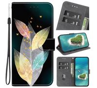 Ufgoszvp Funda para Oppo Reno13 Pro funda de piel sintética con diseño de libro, funda de TPU suave, función atril, con ranura para tarjetas, para Oppo Reno13 Pro, hojas