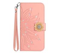 Ufgoszvp Funda para Realme C75 4G para mujer con purpurina y diamantes brillantes con ranura para tarjetas, bolsillos para dinero en efectivo, piel sintética con diseño de girasol en relieve, a prueba