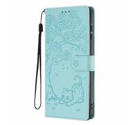 Ufgoszvp Funda para Samsung Galaxy A42 5G, funda de piel, diseño de gato en relieve, plegable, funda para Samsung Galaxy A42 5G, funda para teléfono móvil, soporte y tarjetero, cierre magnético, verde