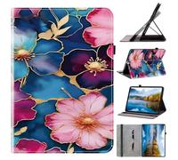 Ufgoszvp Funda para tablet Huawei MediaPad M5 Lite 10 de 10.1 pulgadas, ajuste delgado, ligera, de piel sintética, con función atril, diseño de flores azules y doradas