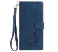 Ufgoszvp Funda para ZTE Blade A34, piel sintética con absorción de golpes, con plumas, ranuras para tarjetas, magnética, a prueba de golpes, para ZTE Blade A34, color azul oscuro
