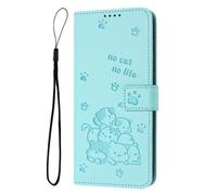 Ufgoszvp Funda tipo cartera para Motorola Moto G05/E15 con soporte protector para tarjetas, tapa tipo libro con diseño de flores de gato en relieve, a prueba de golpes, de piel, para Motorola Moto