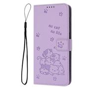 Ufgoszvp Funda tipo cartera para Samsung Galaxy Xcover6 Pro con tarjetero, función atril, tapa tipo libro con diseño de flores de gato en relieve, a prueba de golpes, funda de piel tipo cartera para