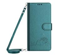 Ufgoszvp Honor X6A 4G - Funda de piel con bloqueo RFID, diseño de gato en relieve, tarjetero, tarjetero, cartera, a prueba de golpes, para mujeres y hombres, para Honor X6A 4G, color verde pavo real