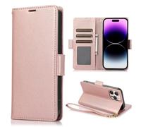 Ufgoszvp Lederhülle Kompatibel mit iPhone 15 Hülle, Premium Flip Handytasche Wallet Handyhülle PU Leder Tasche Case Schutzhülle Kartensteckplätzen für iPhone 15,Roségold
