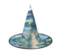 UFhgjjb 1 sombrero de bruja de Halloween - Jardín de ensueño con impresión completa de brujas decoración disfraz de fiesta, cosplay, juego de rol, festival, carnaval