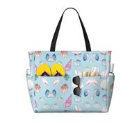 UFhgjjb Bolsa de mano de gran capacidad, con estampado de bandera estadounidense, bolsa de playa con múltiples bolsillos para vacaciones, camping, crucero, Concha de mar, Talla única