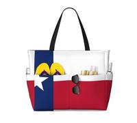 UFhgjjb Bolsa de mano de gran capacidad, nota musical dorada con estampado de estrellas brillantes, bolsa de playa con múltiples bolsillos para vacaciones, camping, crucero, Bandera de Texas, Talla
