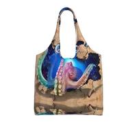 UFhgjjb Bolsas de lona con estampado de dragón volador, bolsas de almacenamiento para mujeres, bolsa de compras y mudanzas, viajes en la playa, vida diaria, Pulpo, Talla única