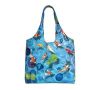 UFhgjjb Bolsas de lona con estampado de flamenco rosa, bolsas de almacenamiento para mujeres, bolsa de compras y mudanzas, viajes en la playa, vida diaria, Carpa roja japonesa, Talla única