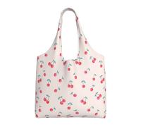 UFhgjjb Bolsas de lona con estampado de mariposa azul de girasol, bolsas de almacenamiento para mujeres, bolsa de compras y mudanzas, viajes en la playa, vida diaria, Bonita cereza roja dulce, Talla
