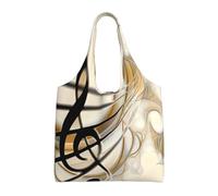 UFhgjjb Bolsas de lona con estampado de olas oceánicas, bolsas de almacenamiento para mujeres, bolsa de compras y mudanzas, viajes en la playa, vida diaria, Nota musical, Talla única