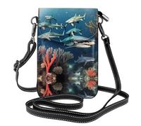 UFhgjjb Bolso pequeño para teléfono celular con estampado de dragón volador, bolsa cruzada con correa ajustable, perfecta para viajes y uso diario, Tiburones bajo el mar, Talla única