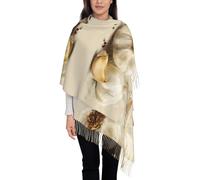 UFhgjjb Bufanda con borlas estampadas para otoño e invierno, chal ligero con flecos para mujer, reversible, suave, a la moda, Ilustración de ajo, Talla única