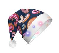 UFhgjjb Donuts Collection - Sombrero de Navidad con impresión plana LED para adultos, sombrero festivo de Papá Noel, gorro unisex de felpa para Navidad, Año Nuevo
