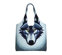 UFhgjjb HD - Bolsas de lona con estampado de peces de carpa roja japonesa, bolsas de almacenamiento para mujeres, bolsa de compras y mudanzas, viajes en la playa, vida diaria, Cabeza de lobo feroz