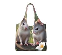 UFhgjjb HD - Bolsas de lona con estampado de peces de carpa roja japonesa, bolsas de almacenamiento para mujeres, bolsa de compras y mudanzas, viajes en la playa, vida diaria, Ratón enamorado, Talla