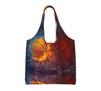UFhgjjb Hermosas bolsas de lona con estampado de caballo blanco, bolsas de almacenamiento para mujeres, bolsa de compras y mudanzas, viajes en la playa, vida diaria, Llamas de baloncesto y gotas de