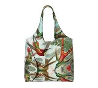 UFhgjjb Hermosas bolsas de lona con estampado de caballo blanco, bolsas de almacenamiento para mujeres, bolsa de compras y mudanzas, viajes en la playa, vida diaria, Hermosos colibríes, Talla única