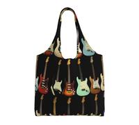 UFhgjjb Hermosas bolsas de lona con estampado de caballo blanco, bolsas de almacenamiento para mujeres, bolsa de compras y mudanzas, viajes en la playa, vida diaria, Patrón de guitarra artística