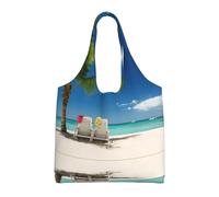 UFhgjjb Hermosas bolsas de lona con estampado de caballo blanco, bolsas de almacenamiento para mujeres, bolsa de compras y mudanzas, viajes en la playa, vida diaria, Sillas de palmera de playa para