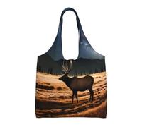 UFhgjjb Jupiter - Bolsas de lona con estampado de paisaje - Bolsas de almacenamiento para mujeres, bolsa de compras y mudanzas, viajes en la playa, vida diaria, Elk in the Meadow, Talla única