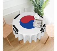 UFhgjjb Mantel redondo con estampado de la bandera de la República de Corea, elegante mantel para cocina, comedor, oficina, picnic, fiesta, café
