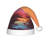 UFhgjjb Sombrero de Navidad con estampado de montañas bajo el atardecer para niños, gorro de vacaciones para Navidad, Año Nuevo, recuerdos de fiesta, gorra cálida unisex