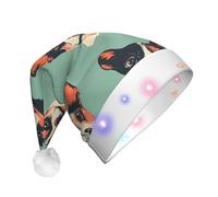 UFhgjjb Sombrero de Navidad LED con estampado de avatares de animales para adultos, sombrero festivo de Papá Noel, gorro unisex de felpa para Navidad, Año Nuevo
