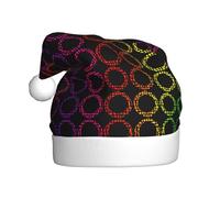 UFhgjjb Sombrero de Navidad para adultos, sombrero de Papá Noel festivo, unisex, con estampado de círculos de colores, gorro de Navidad de felpa para fiestas